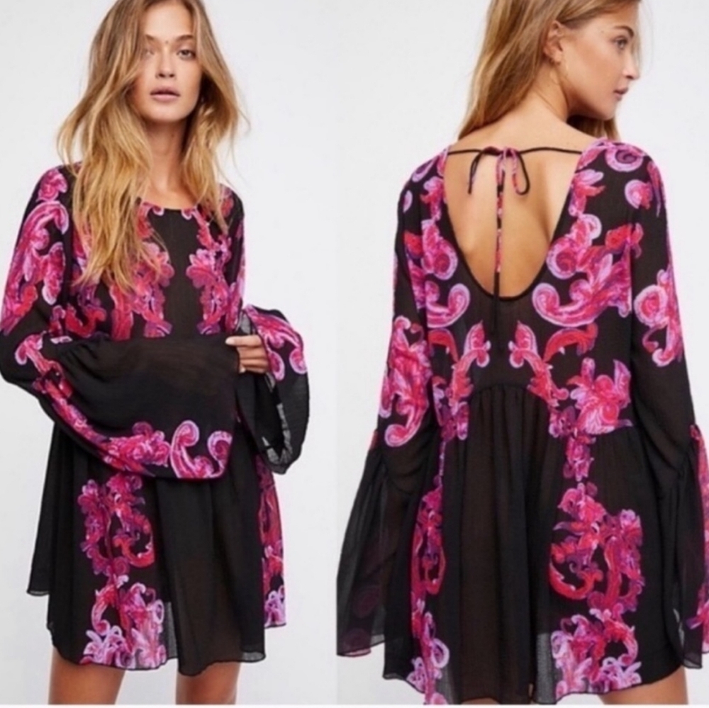Free People Sheer Symphony Mini Slip Dress, Overlay, Oversized Small, NWOT